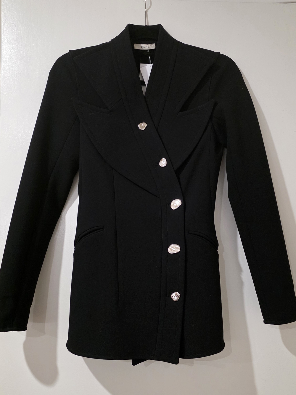 Celine Black Structured Tailored Blazer Size 36 XS $3600